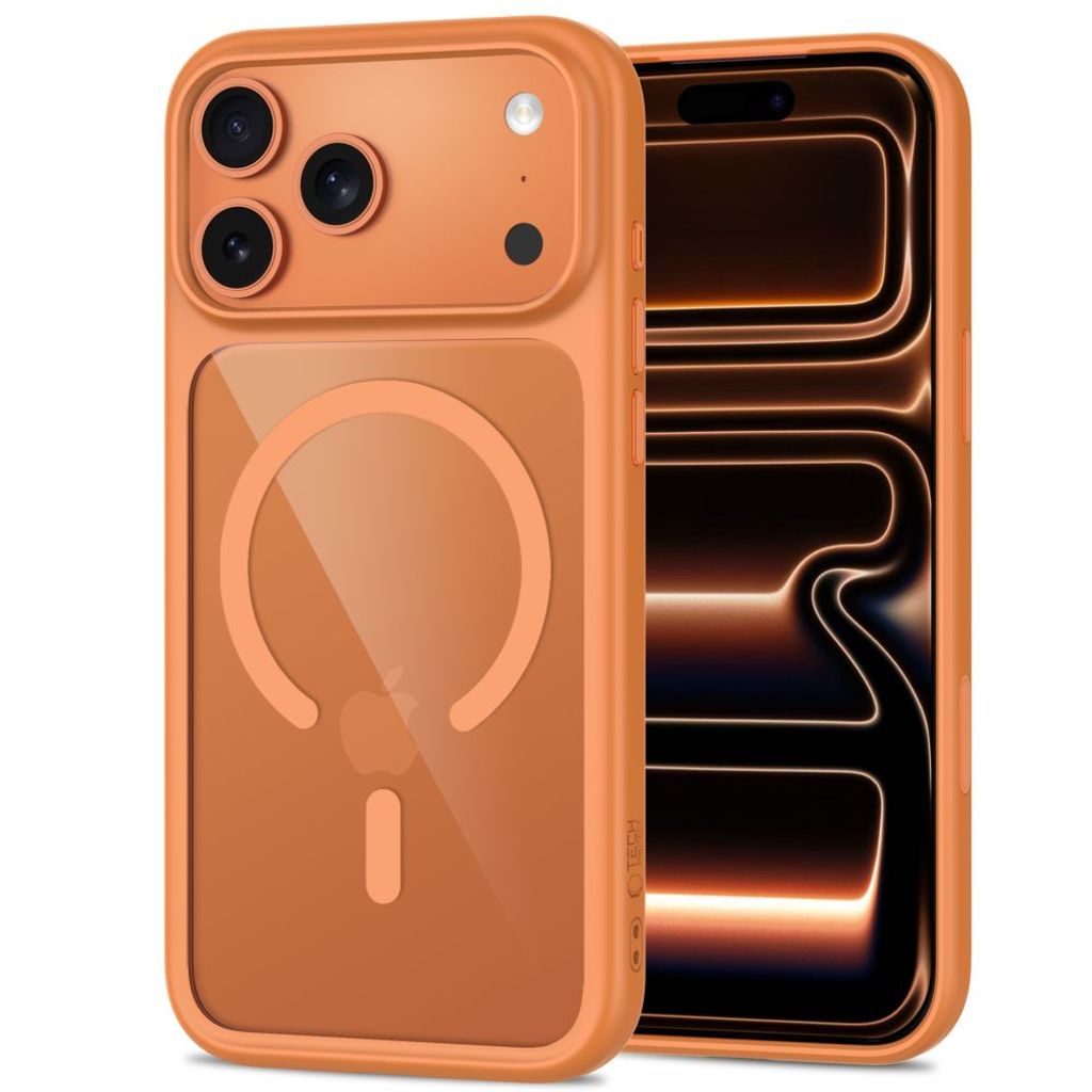 Tech-Protect MagOne CC MagSafe -kuori + 2x Näytönsuojalla iPhone 18 Pro Max/17 Pro Max - Oranssi