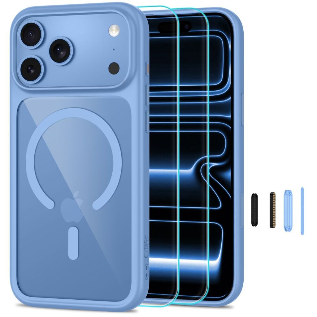 Tech-Protect MagOne CC MagSafe -kuori + 2x Näytönsuojalla iPhone 18 Pro Max/17 Pro Max - Sininen