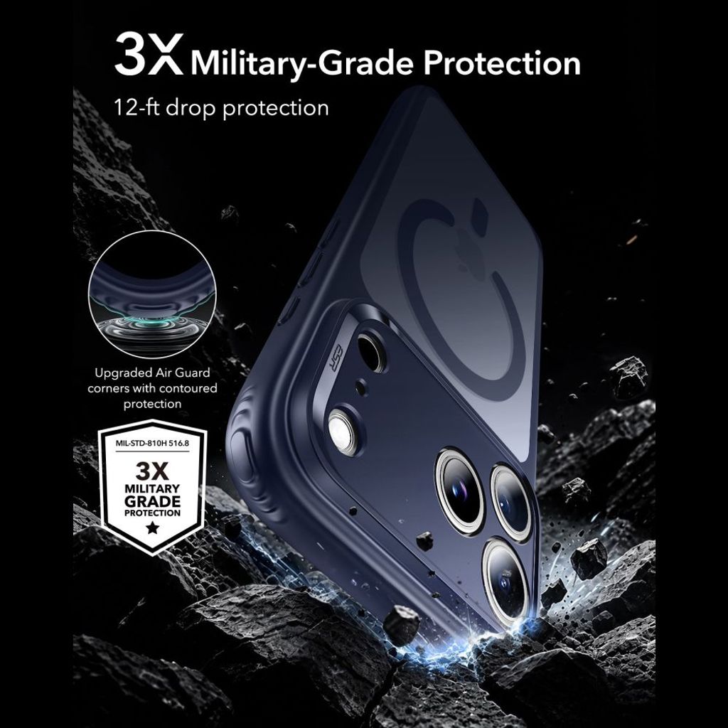 ESR Classic Hybrid MagSafe -kuori till iPhone 18 Pro Max/17 Pro Max - Sininen