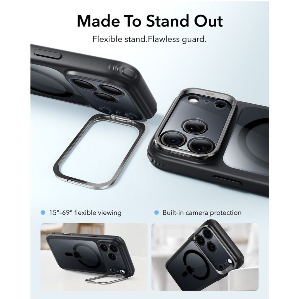 ESR Classic Hybrid Kickstand MagSafe -kuori till iPhone 18 Pro Max/17 Pro Max - Musta
