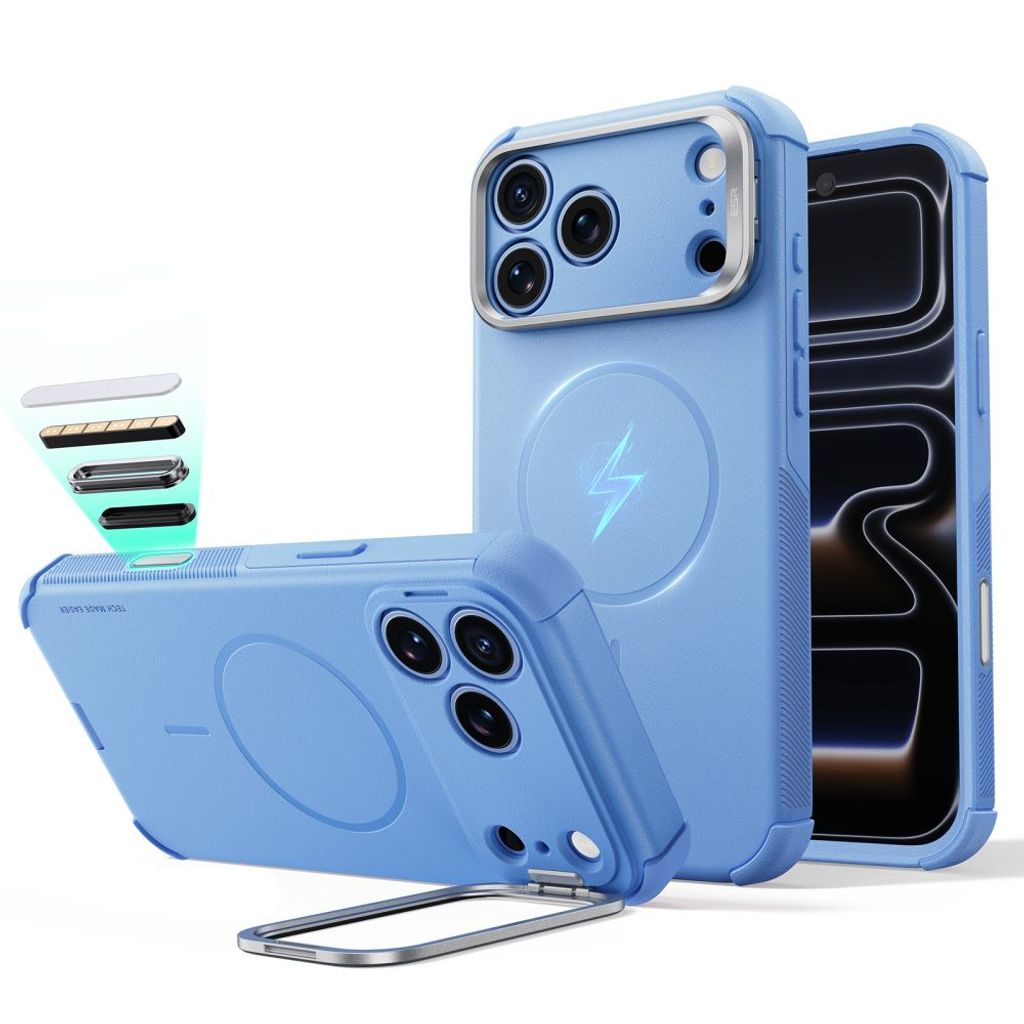 ESR Cyber Tough Kickstand MagSafe -kuori till iPhone 18 Pro Max/17 Pro Max - Vaaleansininen