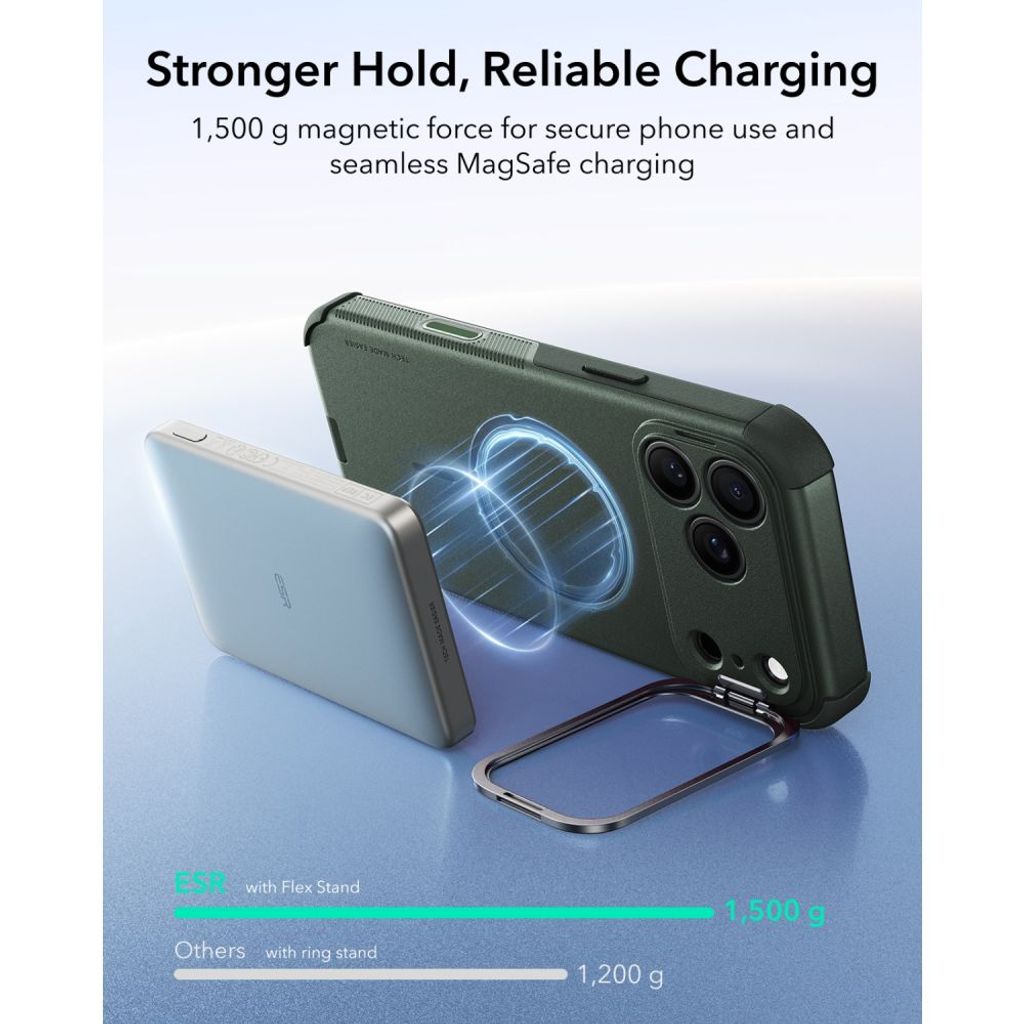 ESR Cyber Tough Kickstand MagSafe -kuori till iPhone 18 Pro Max/17 Pro Max - Vihreä