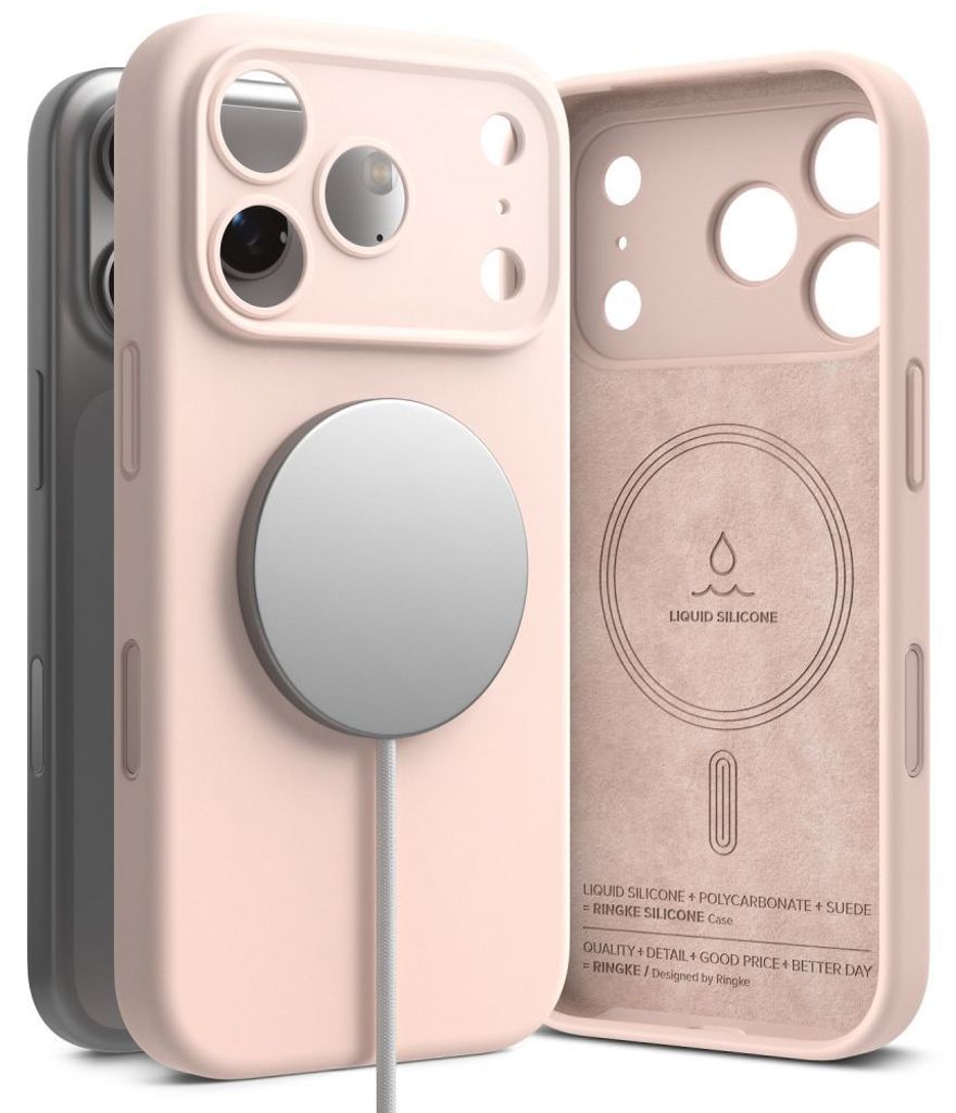 Ringke Silicone MagSafe -kuori till iPhone 18 Pro Max - Vaaleanpunainen