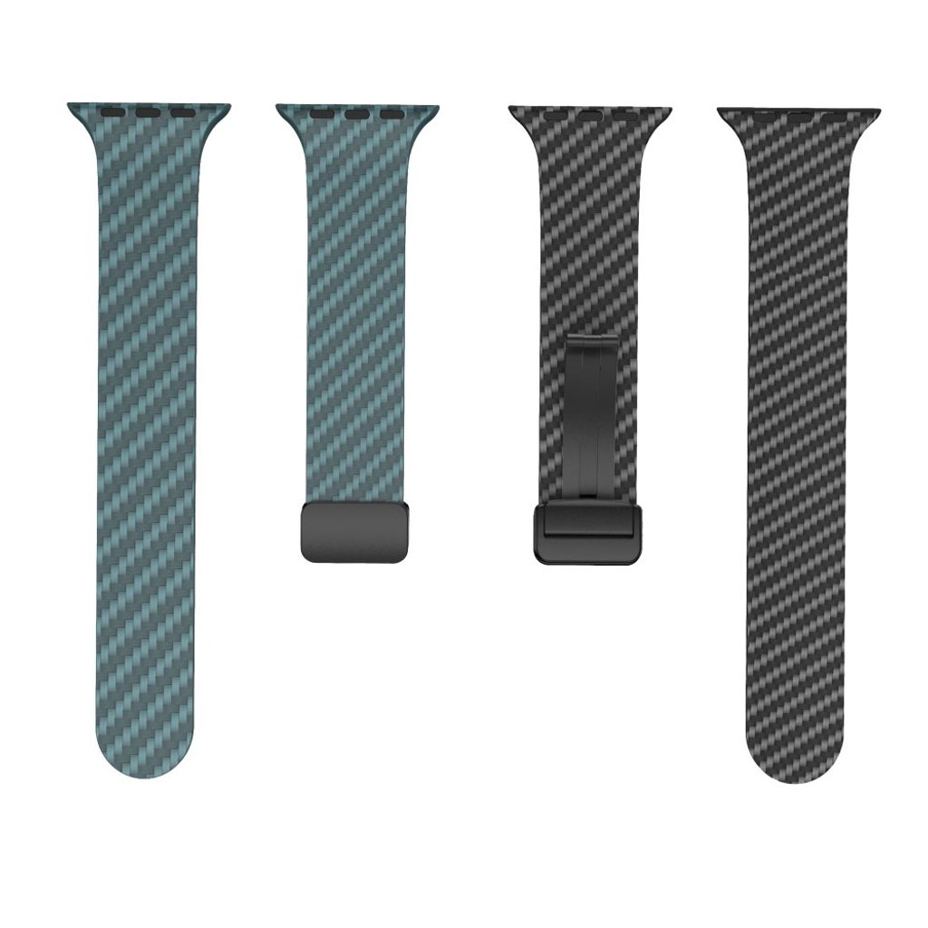 Apple Watch 42 / 41/ 40 / 38mm Klockarmband kolfibertextur - Turkos/Svart