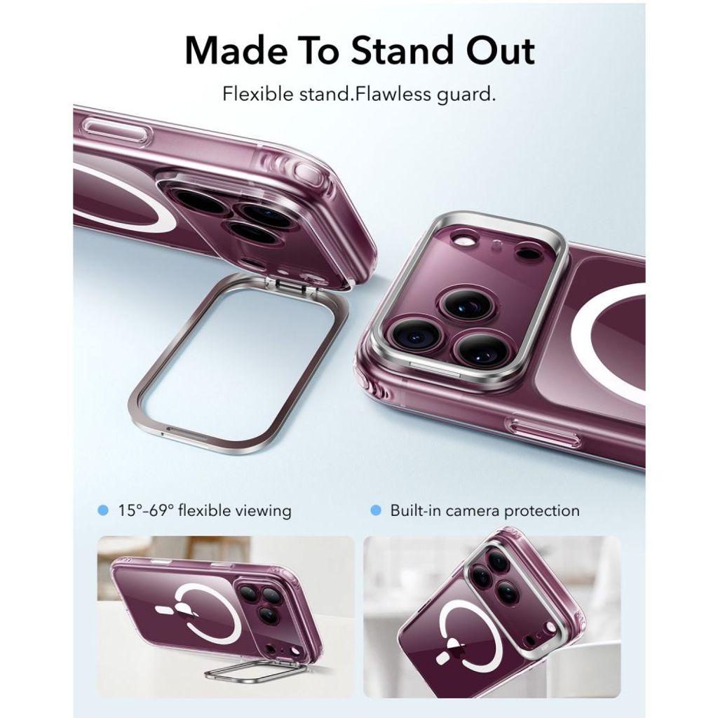 ESR Classic Hybrid Kickstand MagSafe -kuori till iPhone 18 Pro Max/17 Pro Max - Läpinäkyvä
