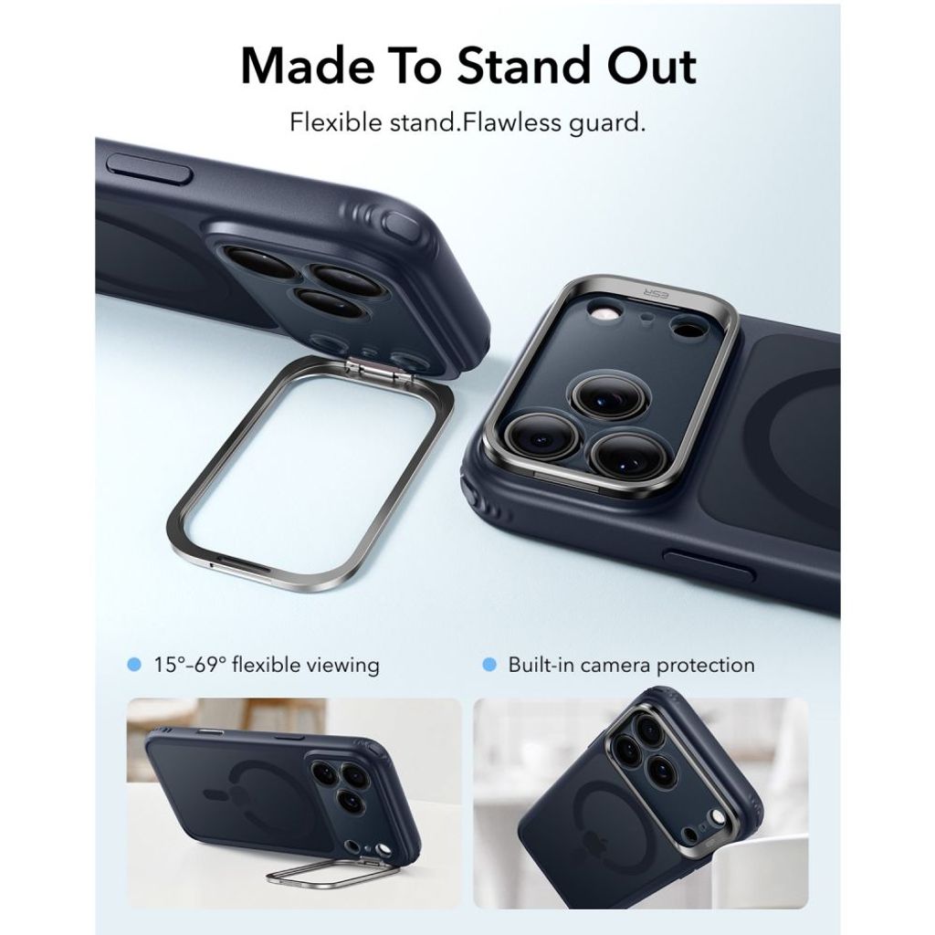 ESR Classic Hybrid Kickstand MagSafe -kuori till iPhone 18 Pro/17 Pro - Sininen