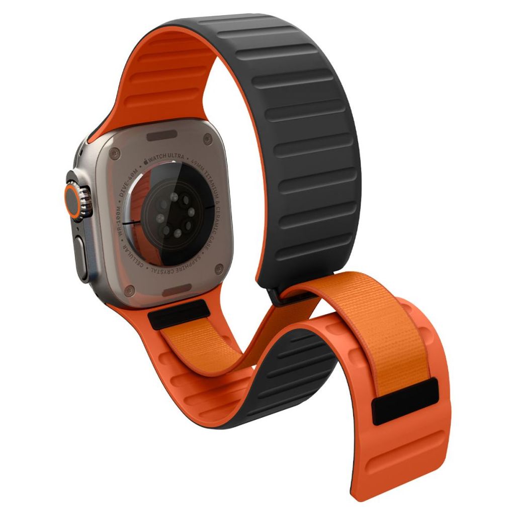 Spigen Athlex Air M Kockarmband till Apple Watch 44/45/46/49mm - Svart/Orange