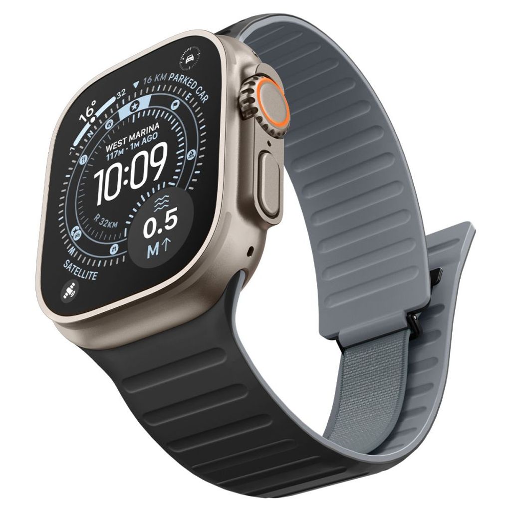 Spigen Athlex Air M Kellonranneke Apple Watch 44/45/46/49mm - Musta/Harmaa