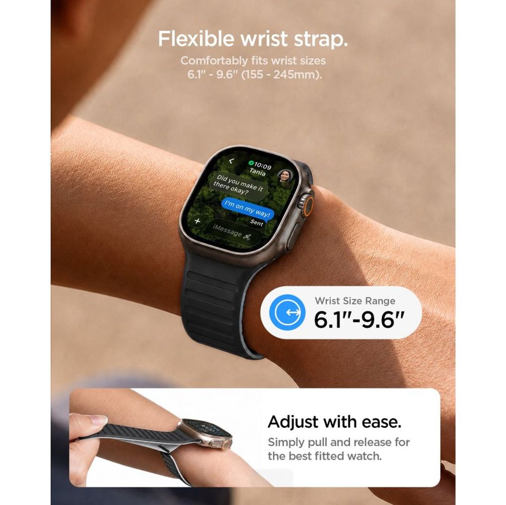 Spigen Athlex Air M Kellonranneke Apple Watch 44/45/46/49mm - Musta/Harmaa