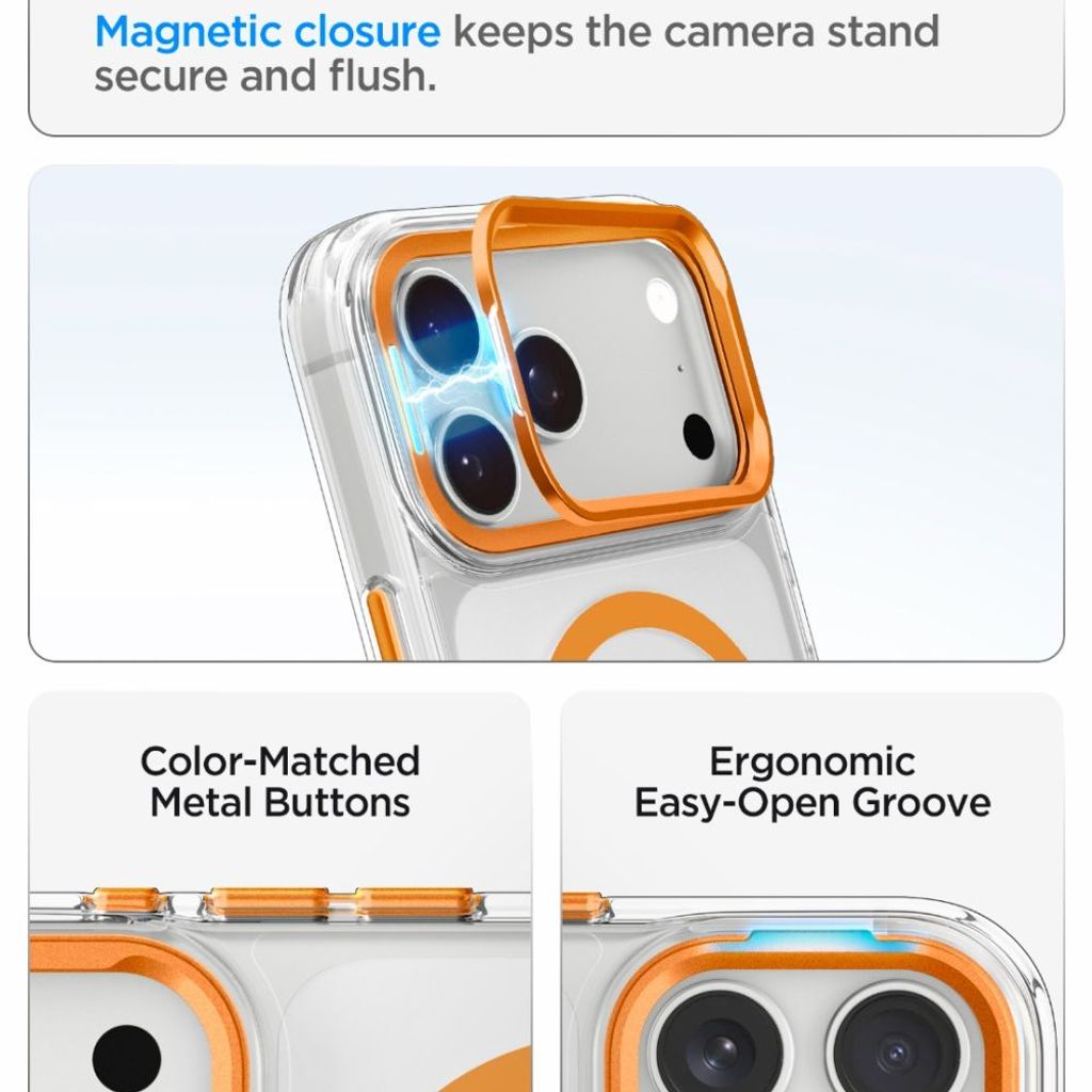 Spigen Ultra Hybrid Optik S MagSafe -kuori till iPhone 18 Pro/17 Pro - Oranssi