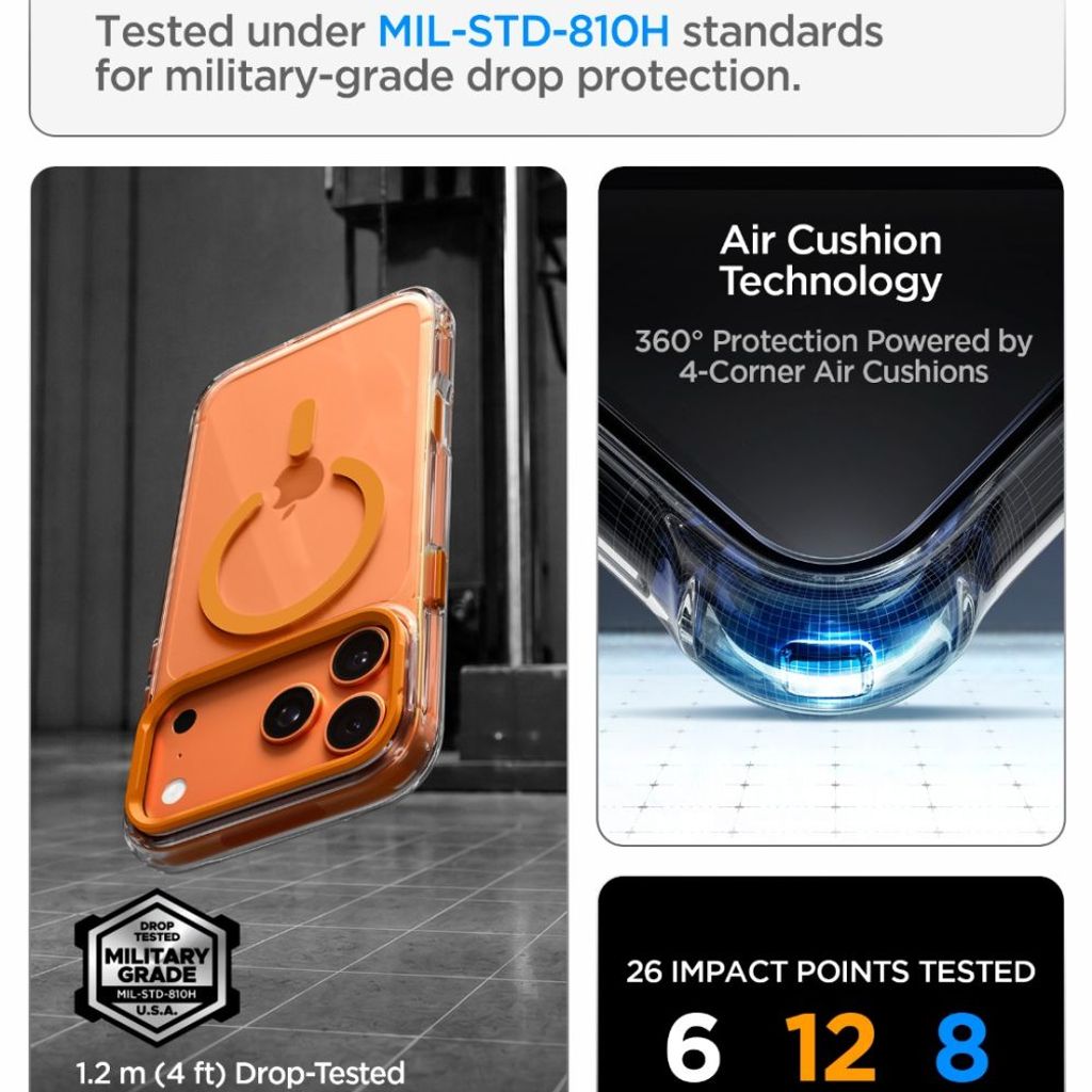 Spigen Ultra Hybrid Optik S MagSafe -kuori till iPhone 18 Pro/17 Pro - Oranssi
