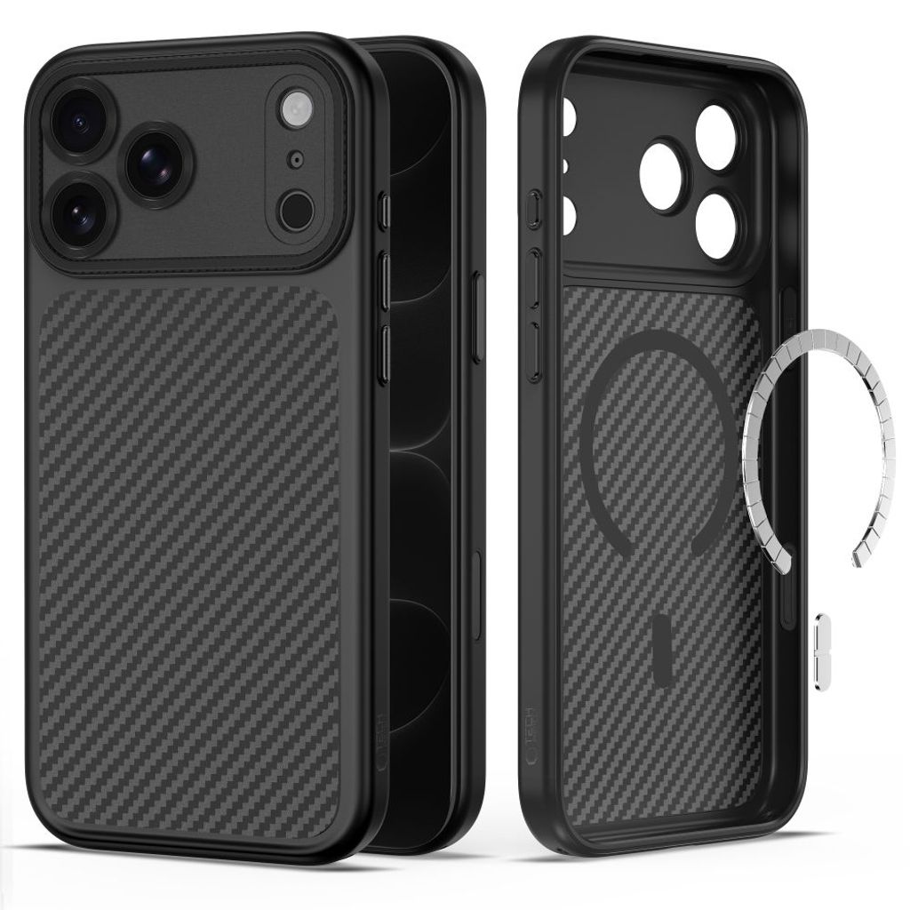 Tech-Protect MagCam MagSafe Carbon -kuori till iPhone 18 Pro/17 Pro - Musta