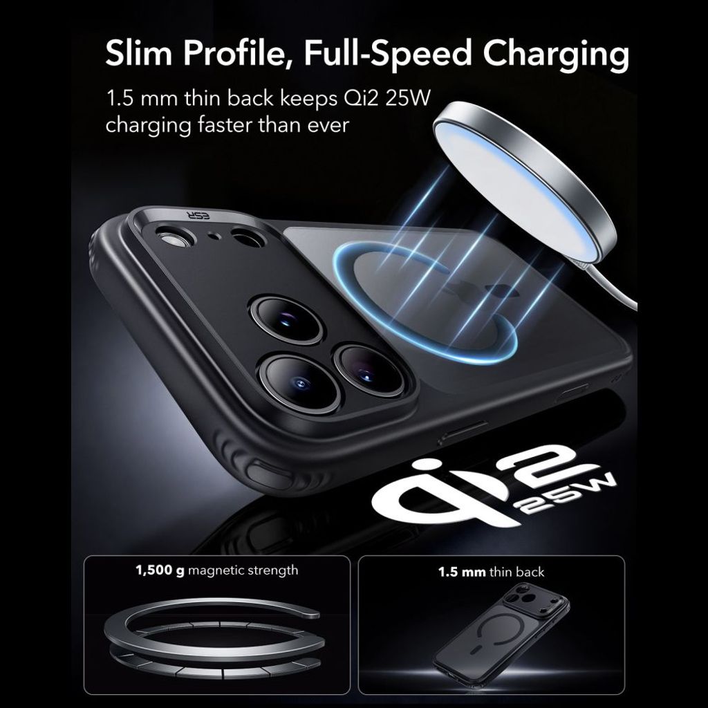 ESR Classic Hybrid MagSafe -kuori till iPhone 18 Pro/17 Pro - Musta