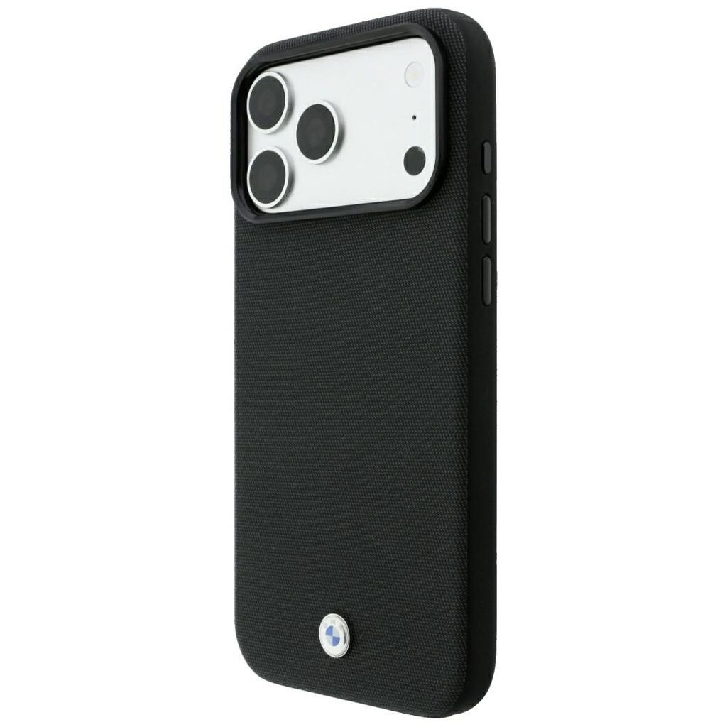 BMW Kevlar Metal Logo MagSafe -kuori till iPhone 18 Pro/17 Pro - Musta