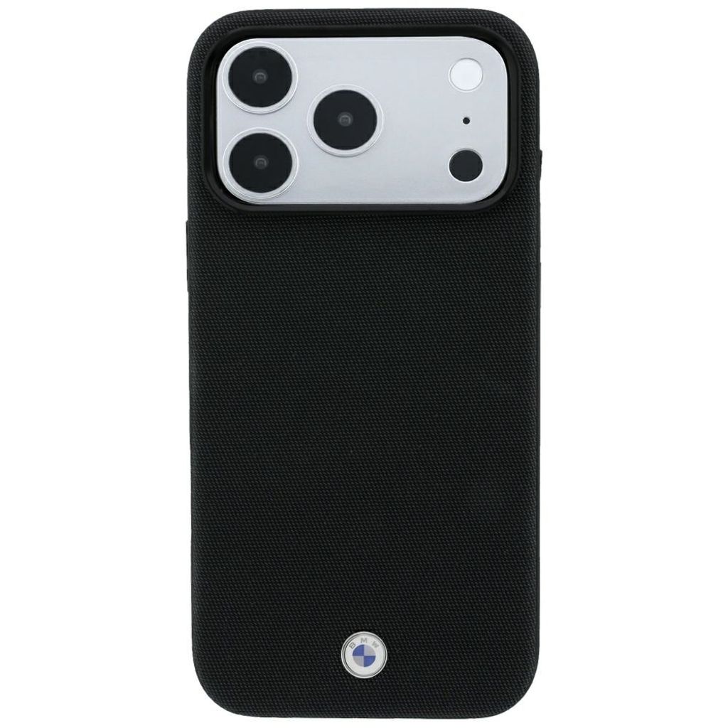 BMW Kevlar Metal Logo MagSafe -kuori till iPhone 18 Pro/17 Pro - Musta