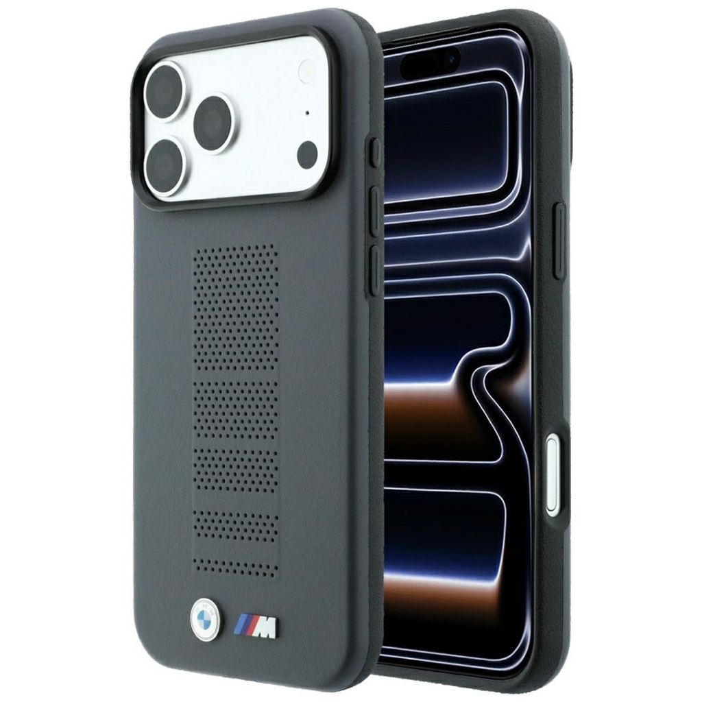 BMW M Blue Perfo Metal Logo MagSafe -kuori till iPhone 18 Pro/17 Pro - Harmaa
