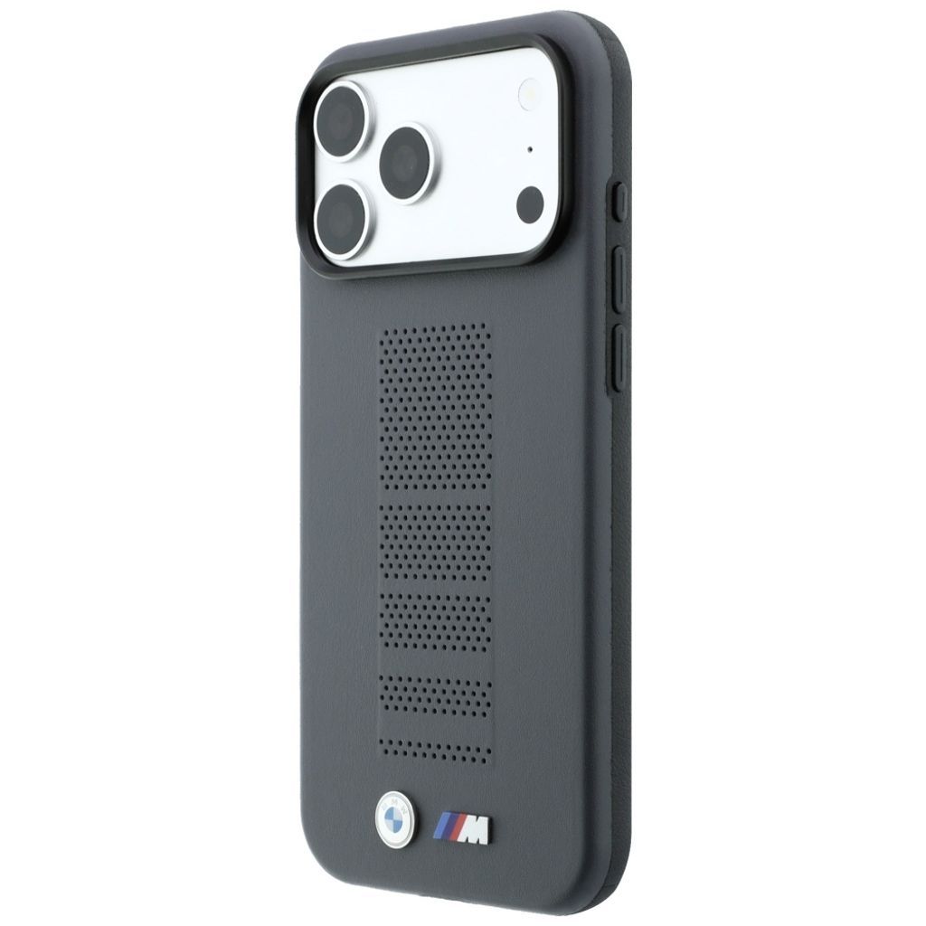 BMW M Blue Perfo Metal Logo MagSafe -kuori till iPhone 18 Pro/17 Pro - Harmaa