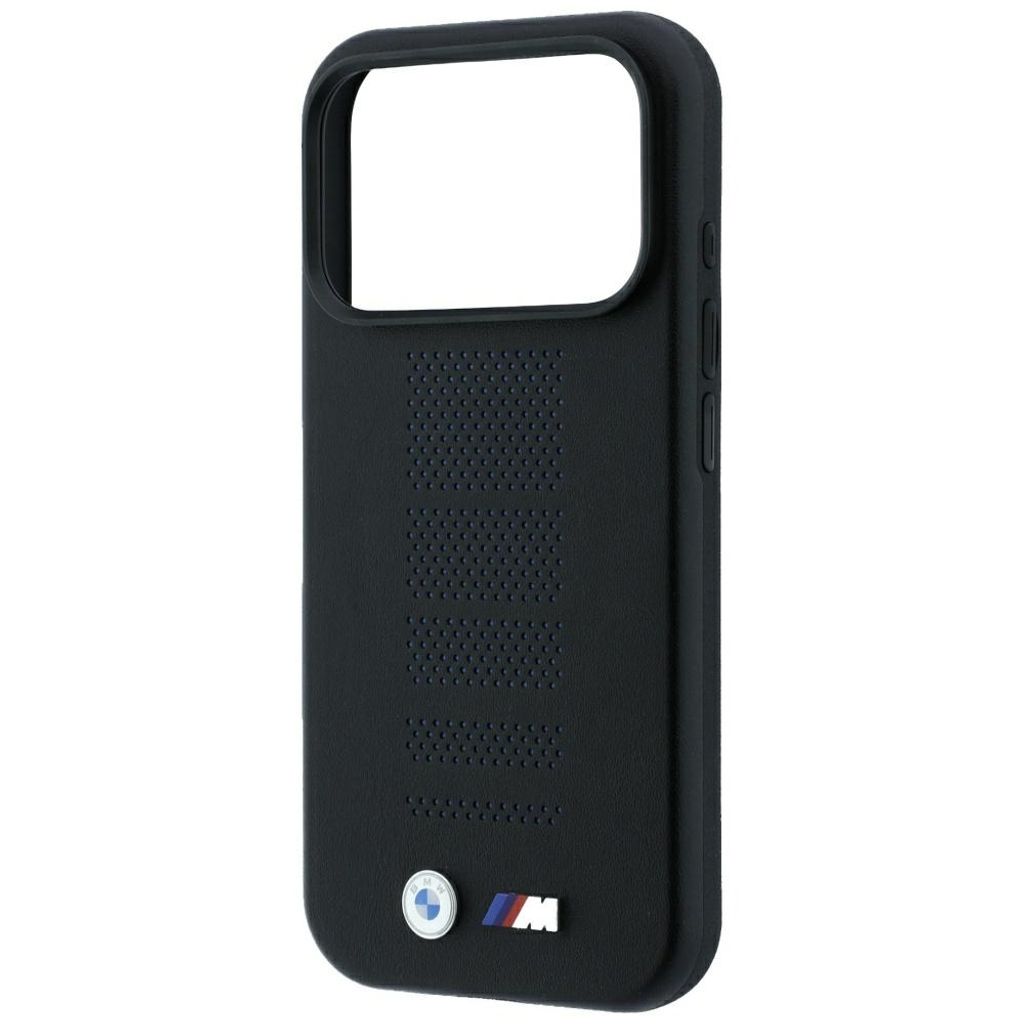 BMW M Blue Perfo Metal Logo MagSafe -kuori till iPhone 18 Pro Max/17 Pro Max - Musta