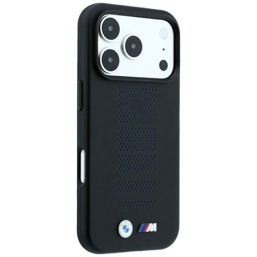 BMW M Blue Perfo Metal Logo MagSafe -kuori till iPhone 18 Pro Max/17 Pro Max - Musta