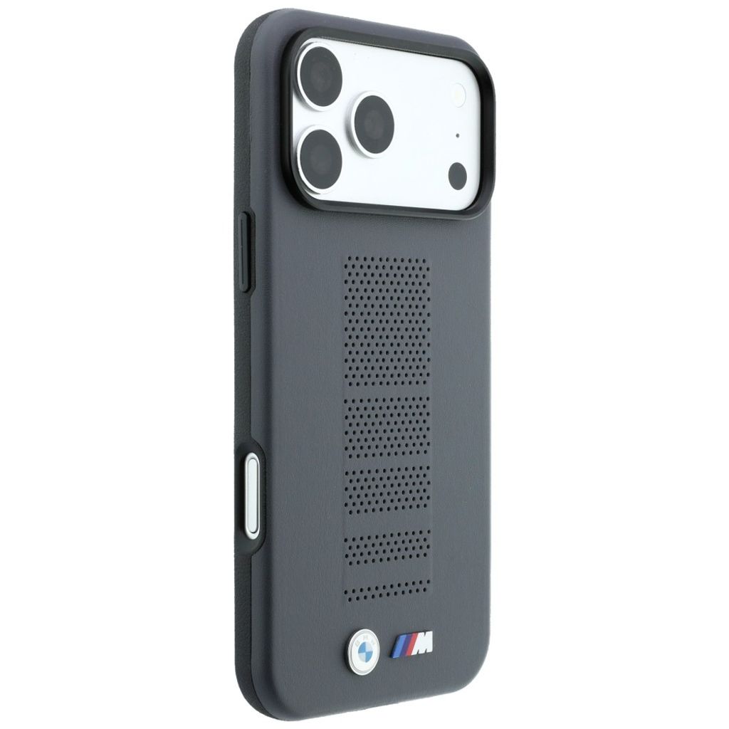 BMW M Blue Perfo Metal Logo MagSafe -kuori till iPhone 18 Pro Max/17 Pro Max - Harmaa