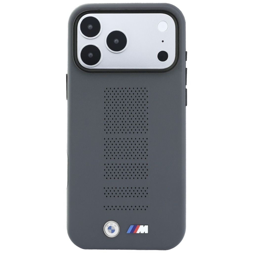 BMW M Blue Perfo Metal Logo MagSafe -kuori till iPhone 18 Pro Max/17 Pro Max - Harmaa