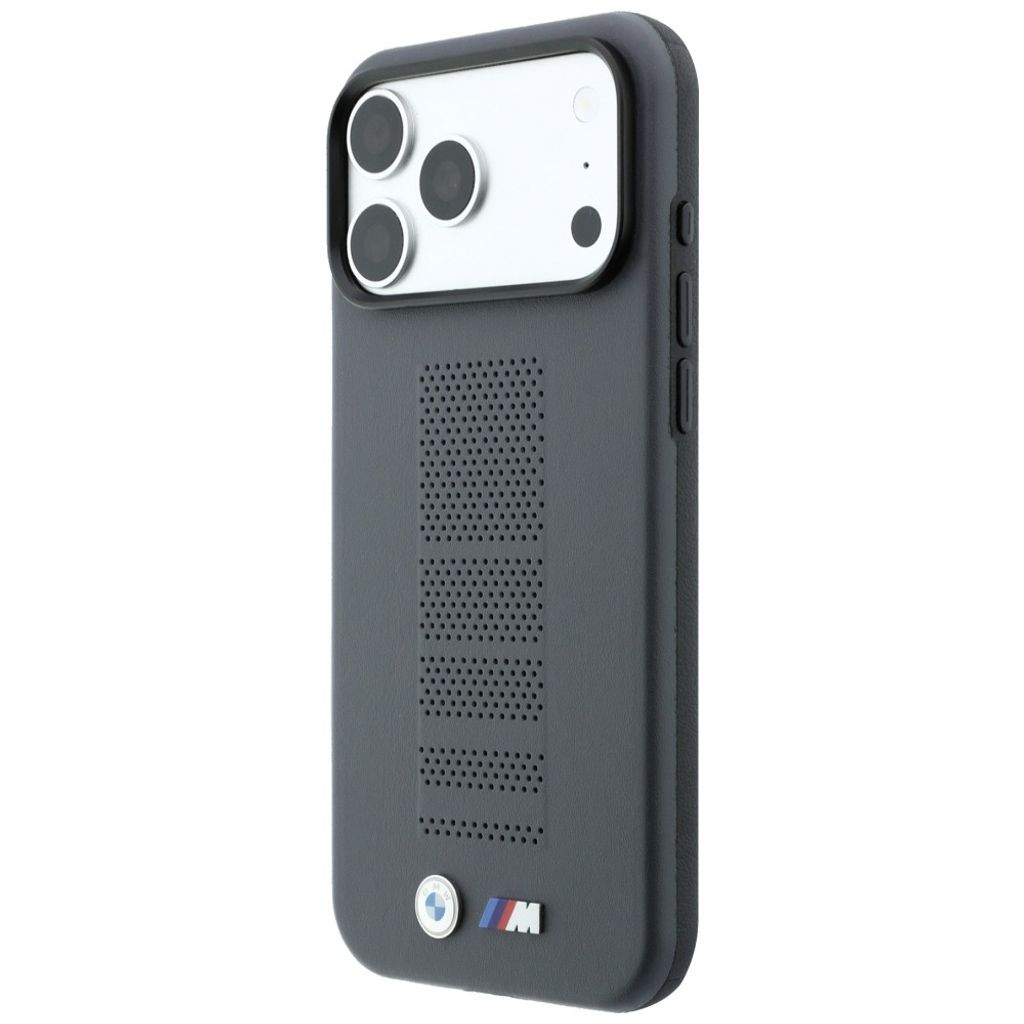 BMW M Blue Perfo Metal Logo MagSafe -kuori till iPhone 18 Pro Max/17 Pro Max - Harmaa