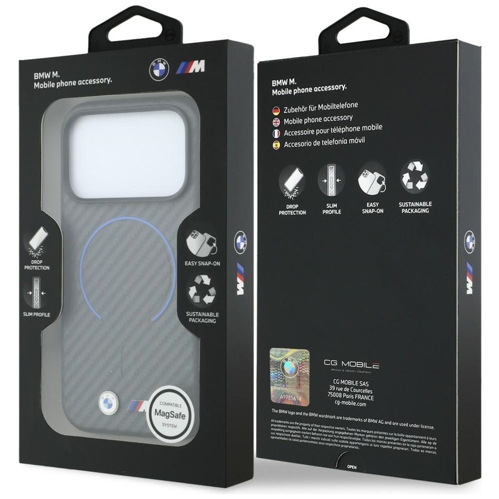 BMW M Carbon Printed Ringl MagSafe -kuori till iPhone 18 Pro/17 Pro - Harmaa