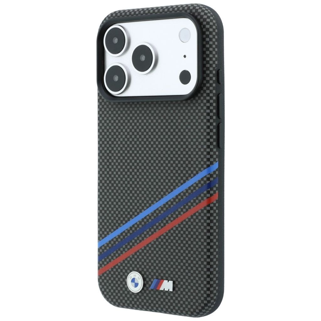 BMW M Quadrille Kevlar Tricolor Lines MagSafe -kuori till iPhone 18 Pro/17 Pro - Harmaa