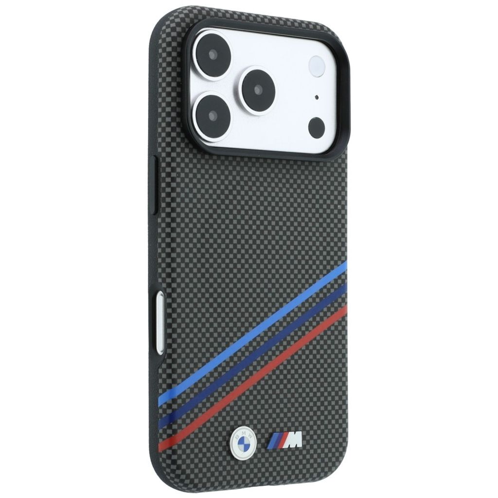 BMW M Quadrille Kevlar Tricolor Lines MagSafe -kuori till iPhone 18 Pro Max/17 Pro Max - Harmaa