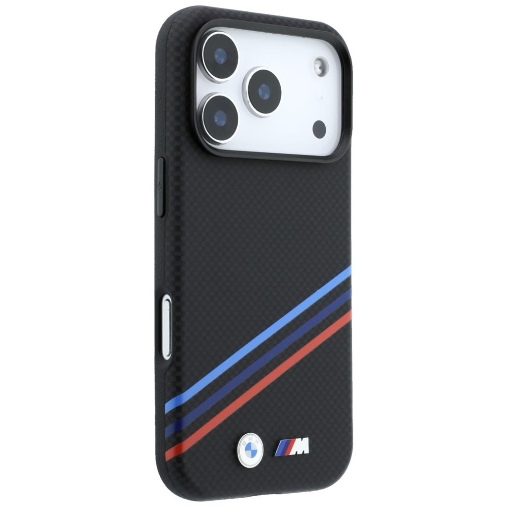 BMW M Quadrille Kevlar Tricolor Lines MagSafe -kuori till iPhone 18 Pro Max/17 Pro Max - Musta