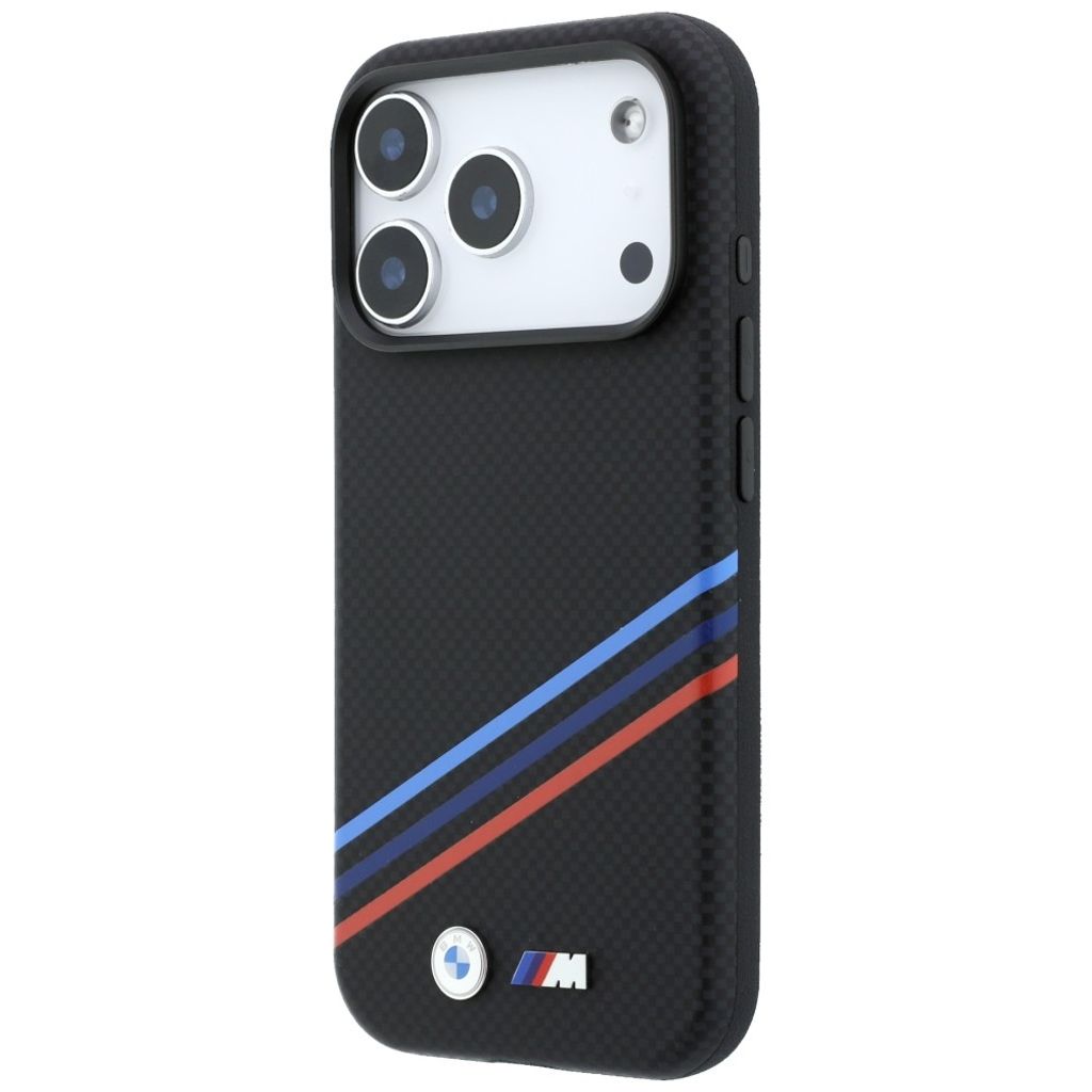 BMW M Quadrille Kevlar Tricolor Lines MagSafe -kuori till iPhone 18 Pro Max/17 Pro Max - Musta