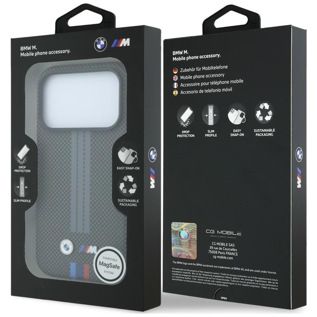 BMW M Quadrille Kevlar Tricolor Lines MagSafe -kuori till iPhone 18 Pro/17 Pro - Harmaa