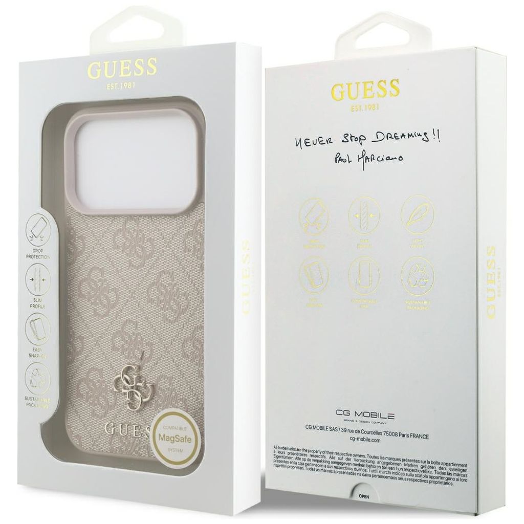 Guess 4G Small Classic Logo MagSafe -kuori till iPhone 18 Pro/17 Pro - Vaaleanpunainen