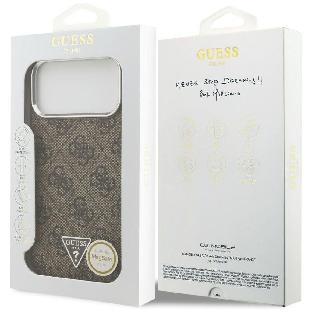 Guess 4G Triangle Logo MagSafe -kuori till iPhone 18 Pro Max/17 Pro Max - Ruskea