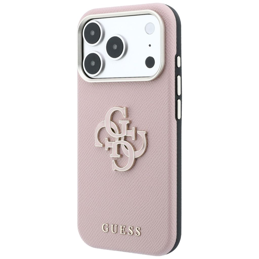 Guess Grained & Big Resin Logo -kuori till iPhone 18 Pro/17 Pro - Vaaleanpunainen