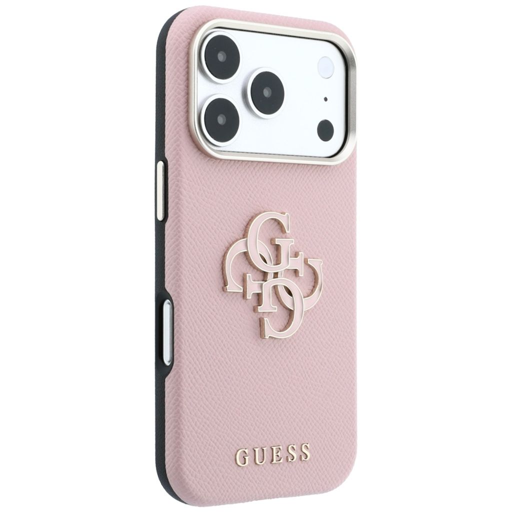 Guess Grained & Big Resin Logo -kuori till iPhone 18 Pro/17 Pro - Vaaleanpunainen