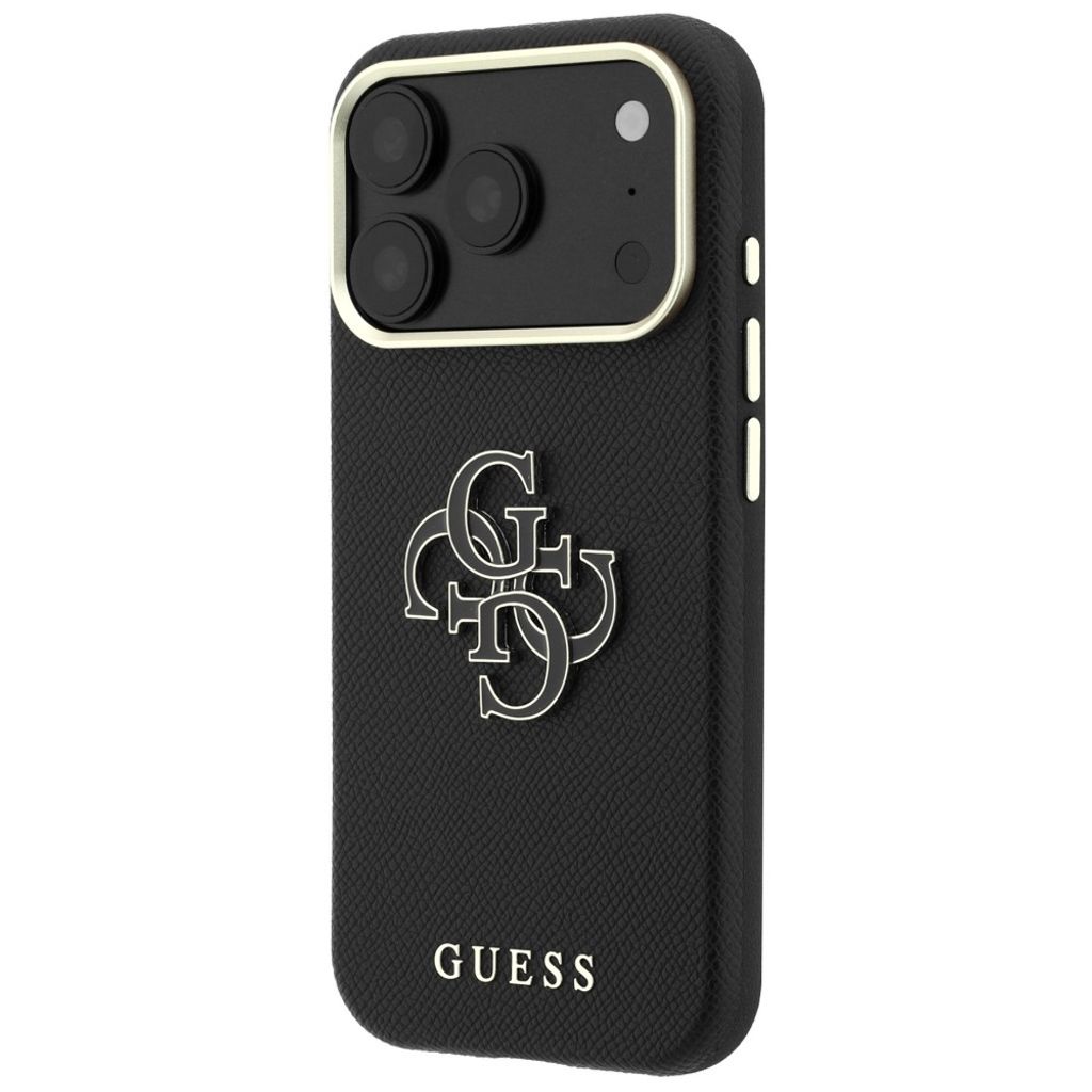 Guess Grained & Big Resin Logo -kuori till iPhone 18 Pro Max/17 Pro Max - Musta