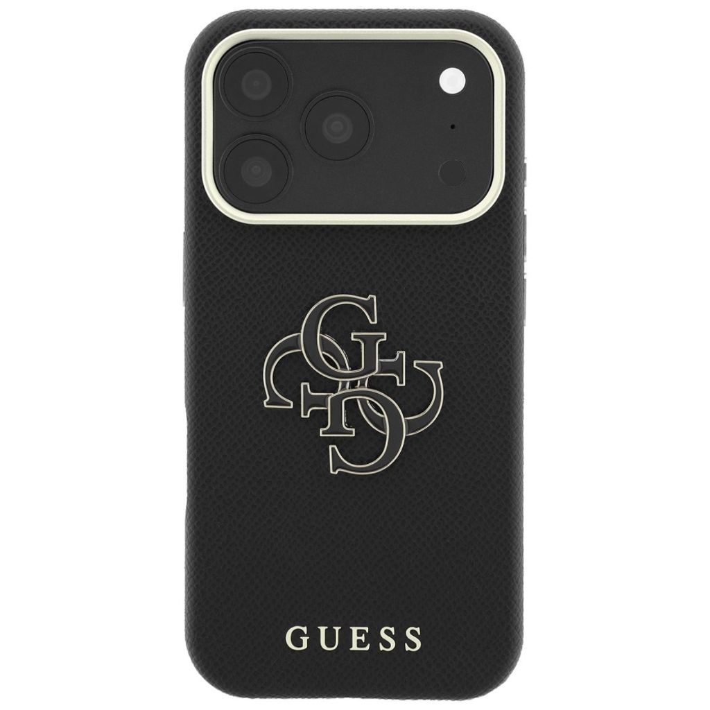 Guess Grained & Big Resin Logo -kuori till iPhone 18 Pro Max/17 Pro Max - Musta