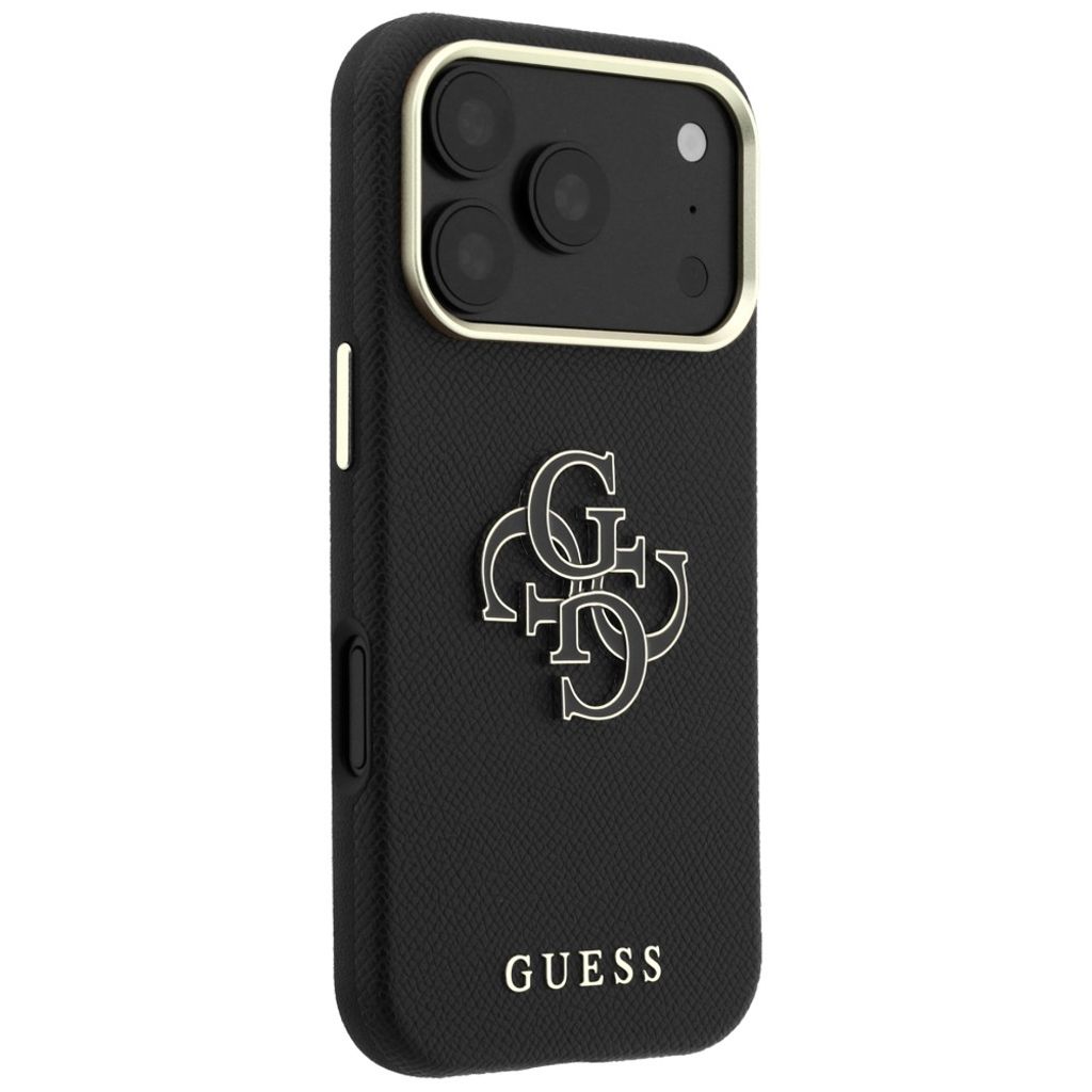 Guess Grained & Big Resin Logo -kuori till iPhone 18 Pro Max/17 Pro Max - Musta