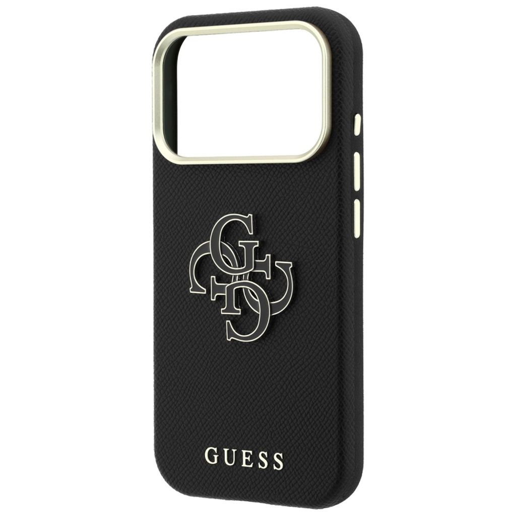Guess Grained & Big Resin Logo -kuori till iPhone 18 Pro Max/17 Pro Max - Musta