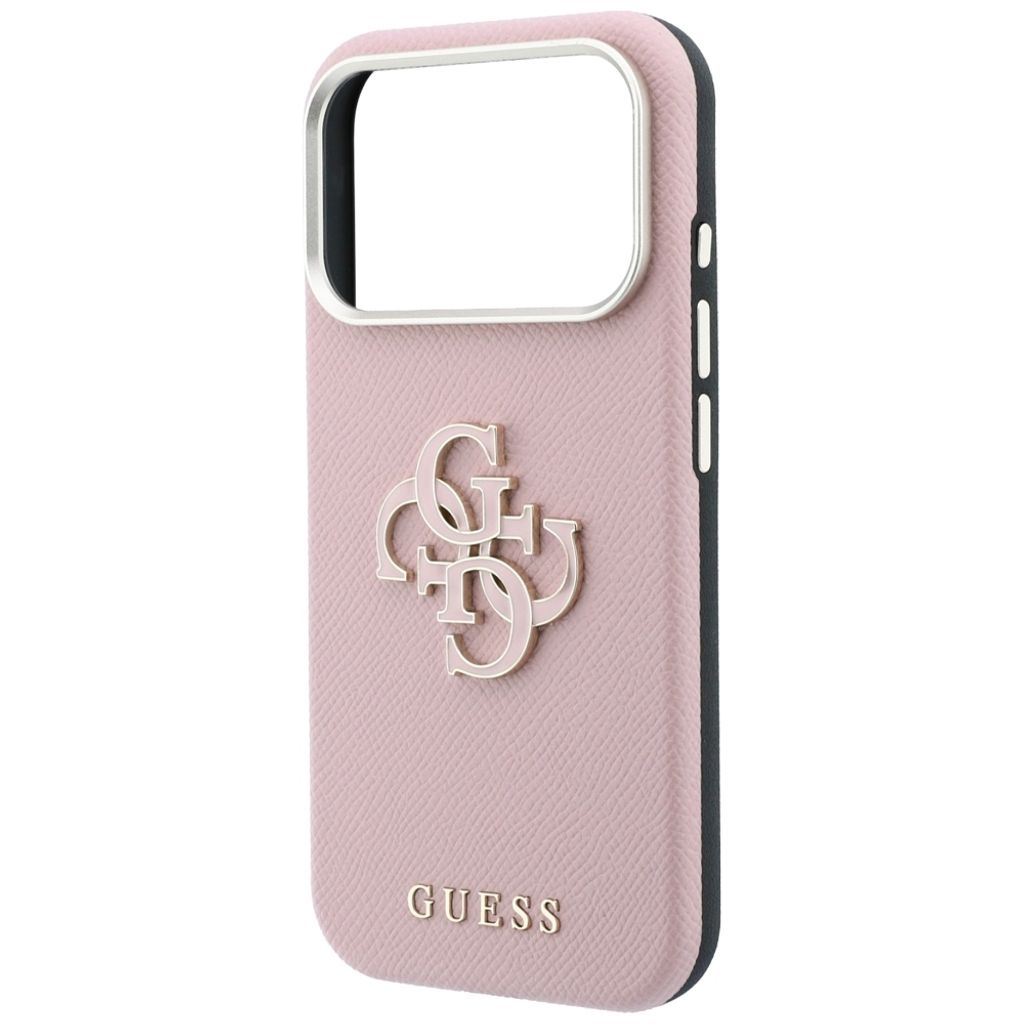 Guess Grained & Big Resin Logo -kuori till iPhone 18 Pro Max/17 Pro Max - Vaaleanpunainen