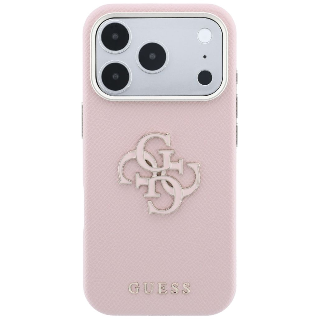Guess Grained & Big Resin Logo -kuori till iPhone 18 Pro Max/17 Pro Max - Vaaleanpunainen