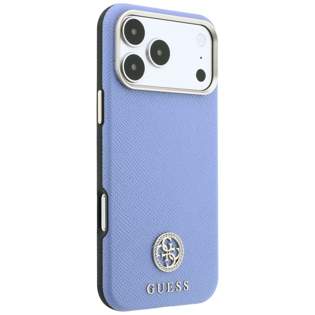 Guess Grained Round Strass Logo MagSafe -kuori till iPhone 18 Pro Max/17 Pro Max - Sininen