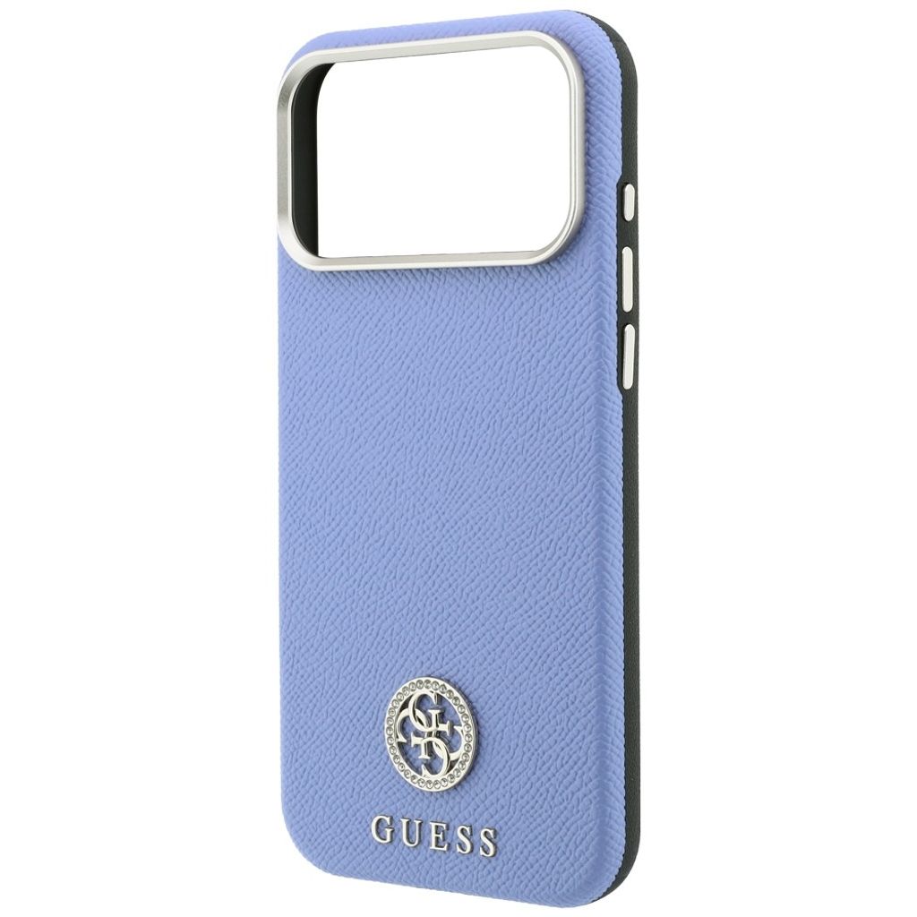 Guess Grained Round Strass Logo MagSafe -kuori till iPhone 18 Pro Max/17 Pro Max - Sininen