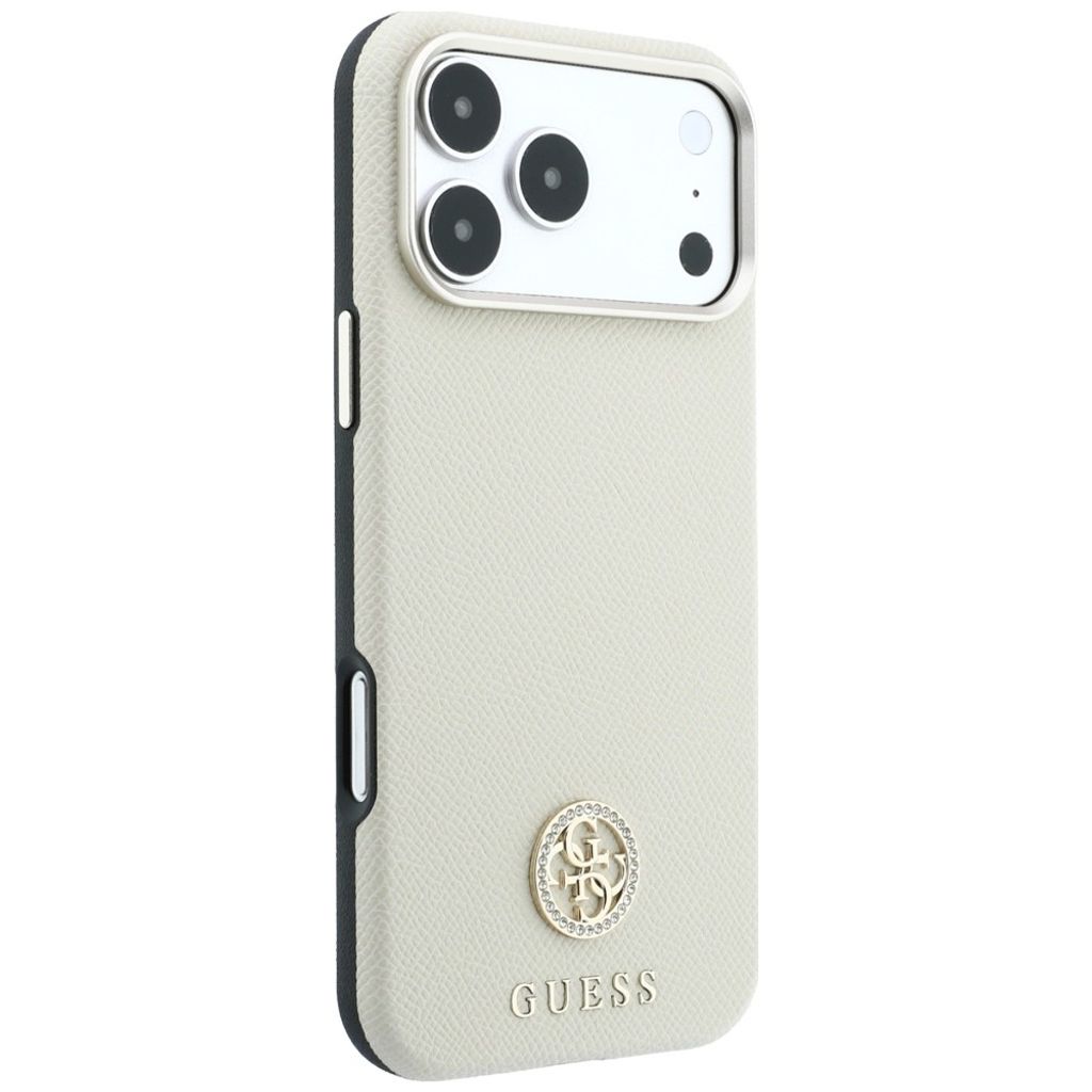 Guess Grained Round Strass Logo MagSafe -kuori till iPhone 18 Pro/17 Pro - Beige
