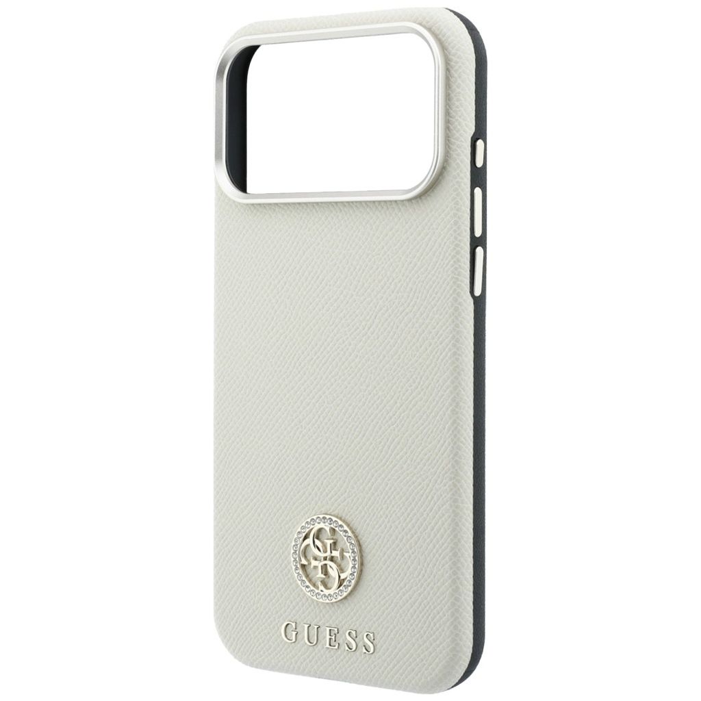 Guess Grained Round Strass Logo MagSafe -kuori till iPhone 18 Pro Max/17 Pro Max - Beige