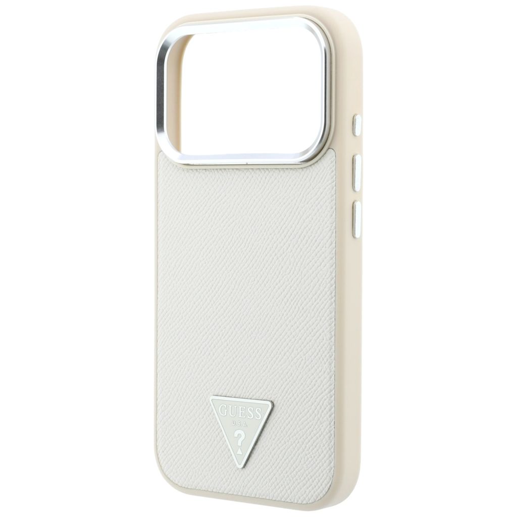 Guess Grained Triangle Logo MagSafe -kuori till iPhone 18 Pro/17 Pro - Beige