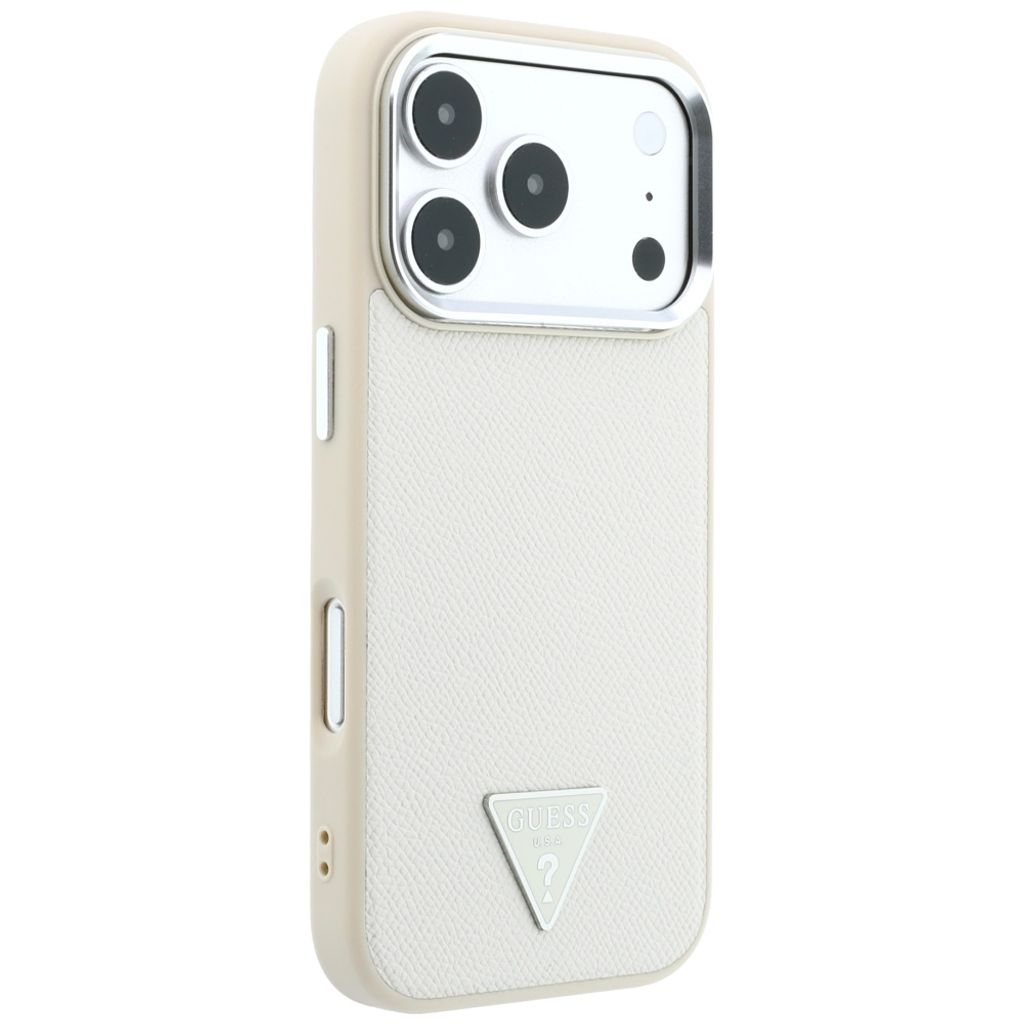 Guess Grained Triangle Logo MagSafe -kuori till iPhone 18 Pro/17 Pro - Beige