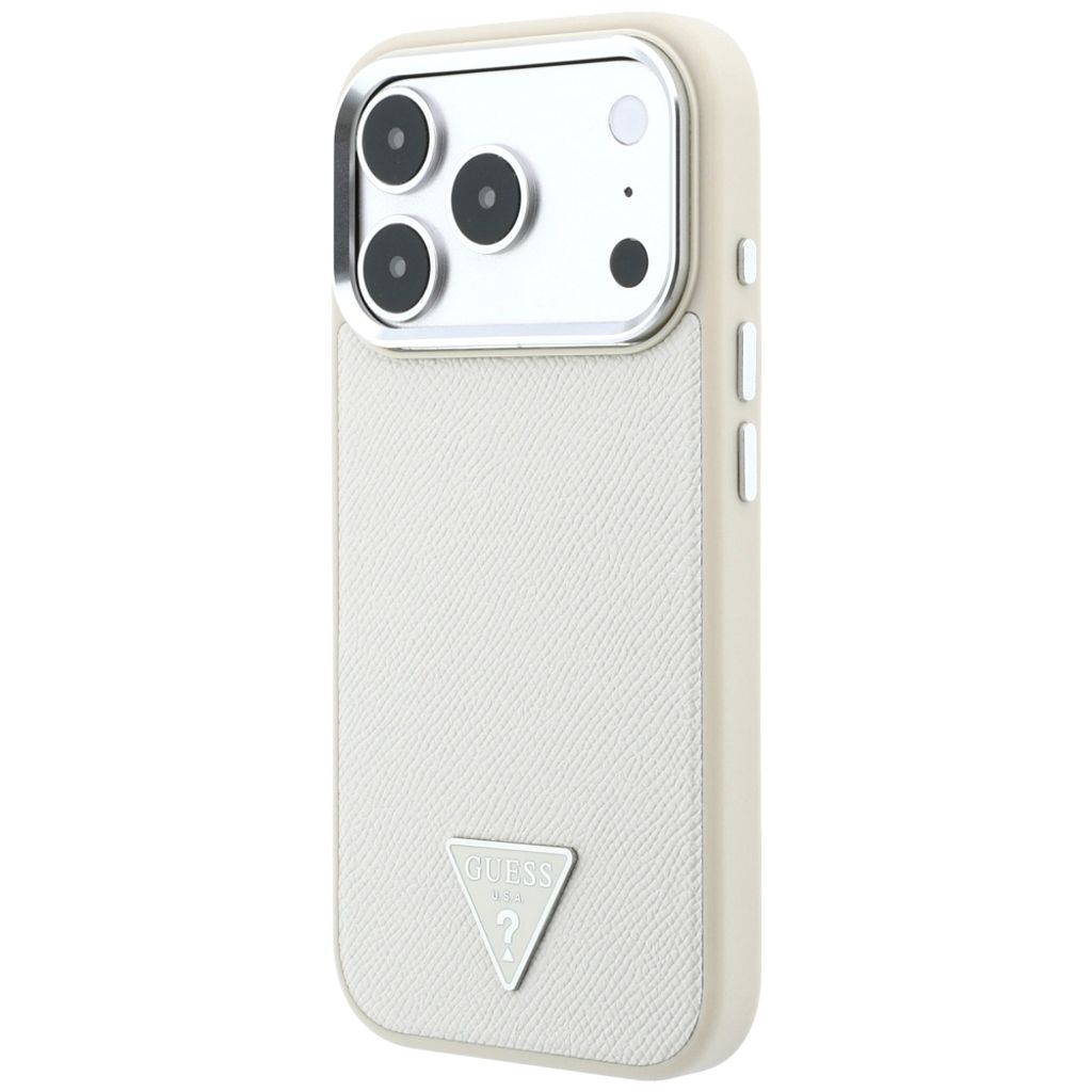 Guess Grained Triangle Logo MagSafe -kuori till iPhone 18 Pro Max/17 Pro Max - Beige