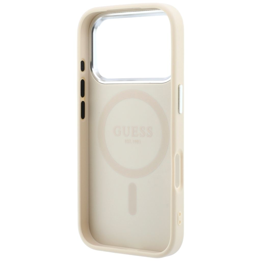 Guess Grained Triangle Logo MagSafe -kuori till iPhone 18 Pro Max/17 Pro Max - Beige